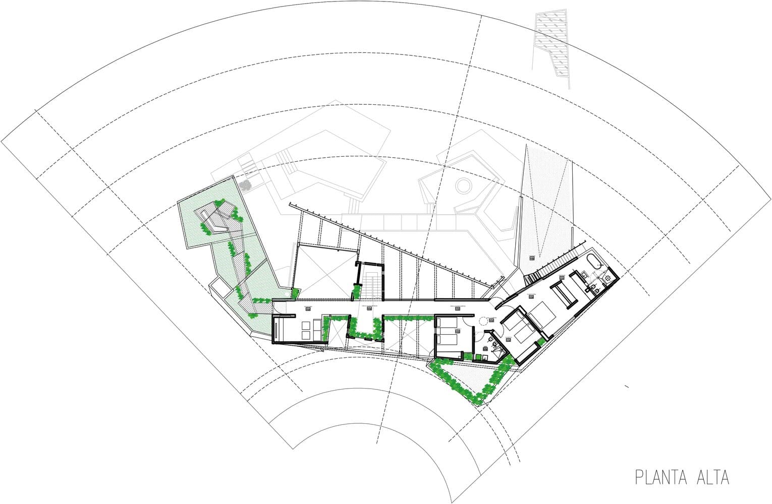 Ground and upper floor plans