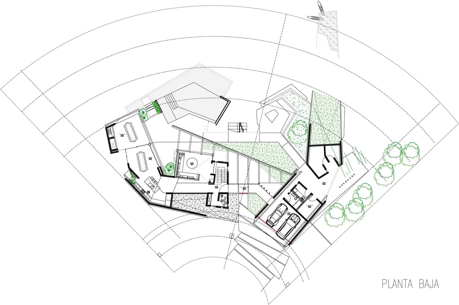 Ground and upper floor plans