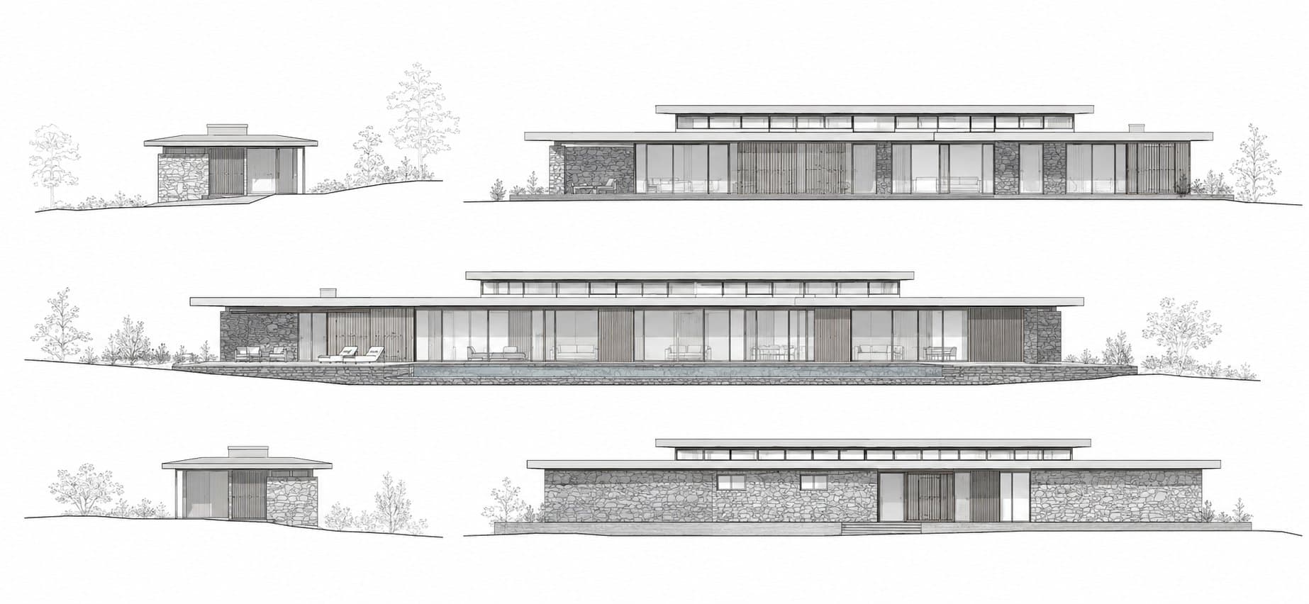 Plans, sections and elevations